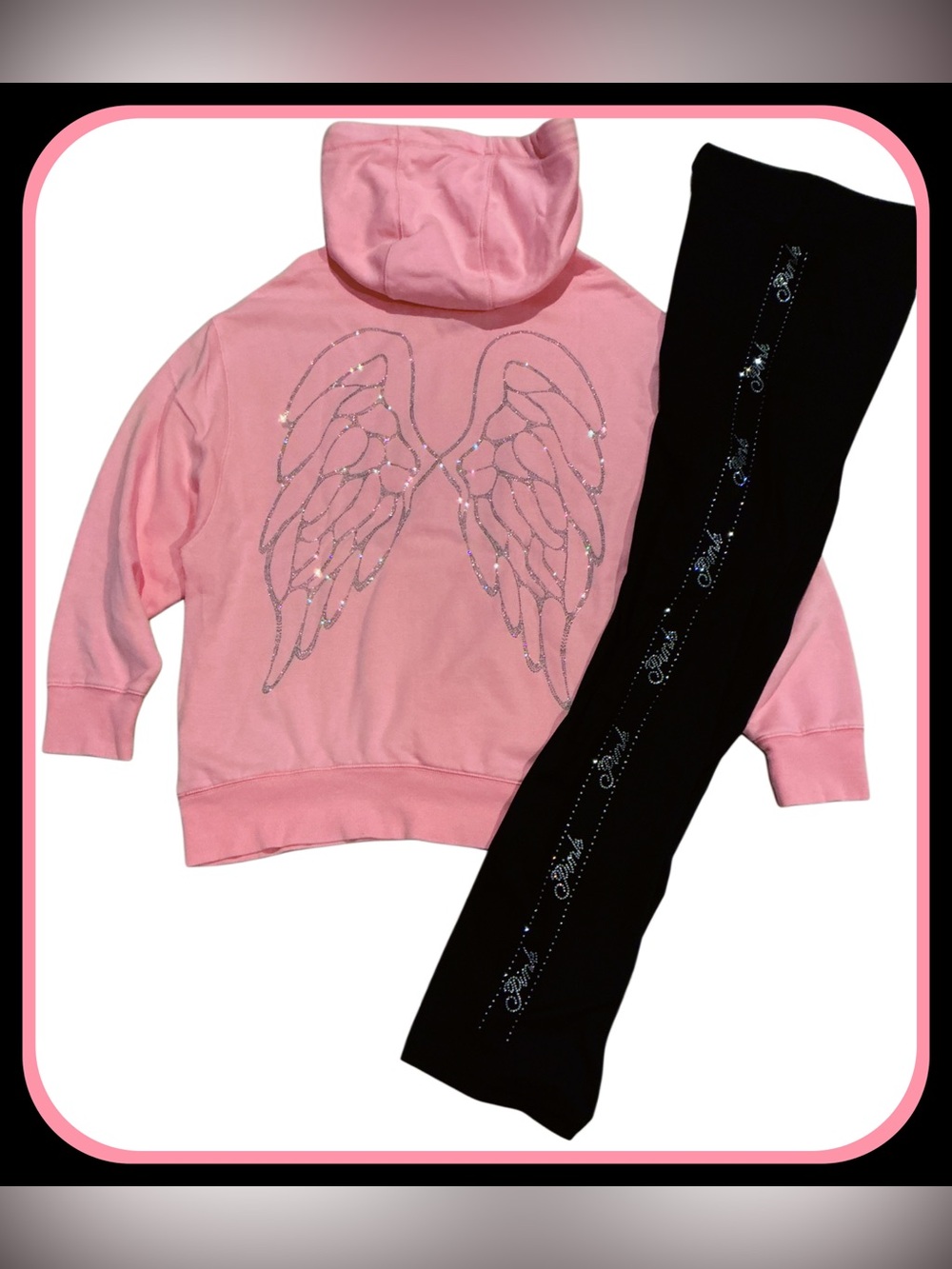 NEW VICTORIAS SECRET BLING PULLOVER HOODIE ANGEL WINGS XS~XL
